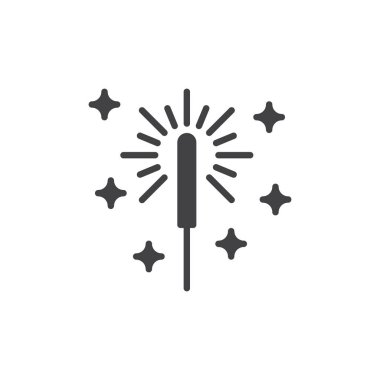 Maytap havai fişek simge vektör, düz işareti, üzerinde beyaz izole katı piktogram dolu. Sembol, logo illüstrasyon. Piksel mükemmel