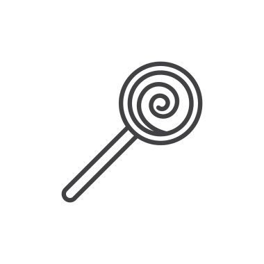 Lolipop satırı simgesi, Anahat vektör işareti üzerinde beyaz izole doğrusal stil piktogram. Sembol, logo illüstrasyon. Düzenlenebilir inme. Piksel mükemmel