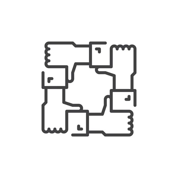 協力の手線アイコン アウトライン ベクトル記号 直線的なスタイルのピクトグラムが白で隔離 家族支援のシンボル ロゴの図 編集可能なストローク ピクセル完璧なグラフィックス — ストックベクタ