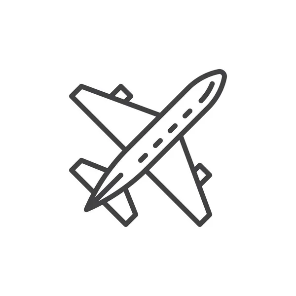 Plano Icono Línea Avión Signo Vector Contorno Pictograma Estilo Lineal — Archivo Imágenes Vectoriales