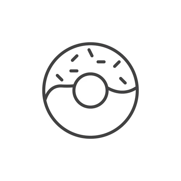 Donut Liniensymbol Umrissvektorzeichen Lineares Piktogramm Auf Weiß Isoliert Symbol Logoabbildung — Stockvektor