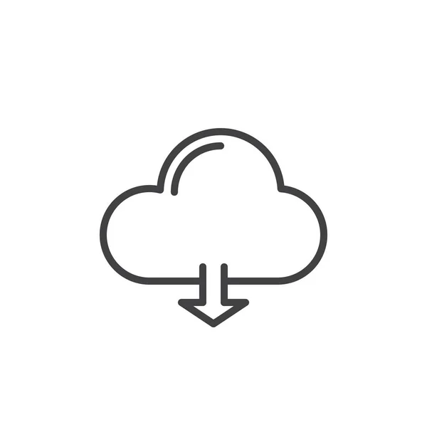 Cloud Download Lijn Icoontje Schetsen Van Vector Teken Lineaire Stijl — Stockvector