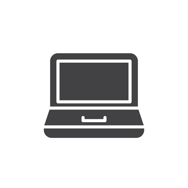 Vetor Ícone Laptop Sinal Plano Preenchido Pictograma Sólido Isolado Branco —  Vetores de Stock