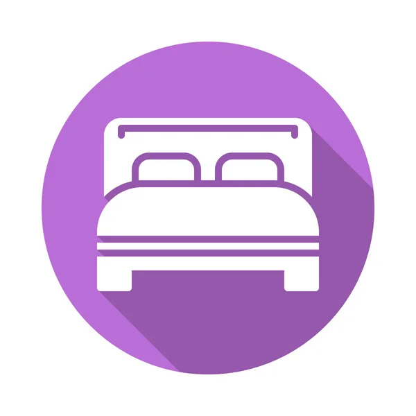 Cama Doble Icono Plano Botón Redondo Colorido Signo Vectorial Circular — Vector de stock