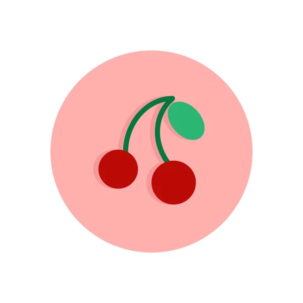 Kiraz Düz Simgesi Yuvarlak Renkli Düğme Dairesel Vektör Işaret Logo — Stok Vektör