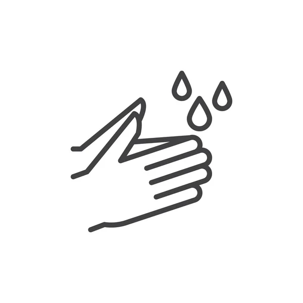 Hände Waschen Liniensymbol Umriss Vektorzeichen Linearen Stil Piktogramm Auf Weiß — Stockvektor
