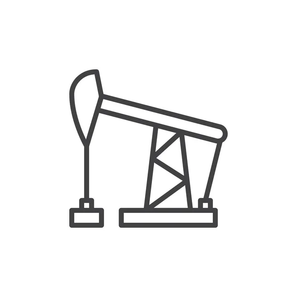 Значок Контурной Векторной Линии Нефтяного Насоса Пиктограмма Линейного Стиля Выделенная — стоковый вектор