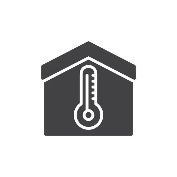 Temperatura Dentro Vetor Ícone Casa Sinal Plano Preenchido Pictograma Sólido —  Vetores de Stock