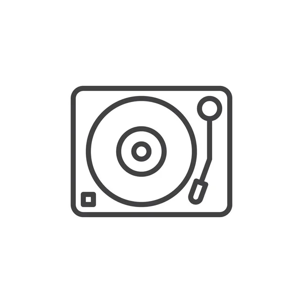 Giradiscos Icono Línea Del Reproductor Discos Vinilo Signo Vector Contorno — Vector de stock