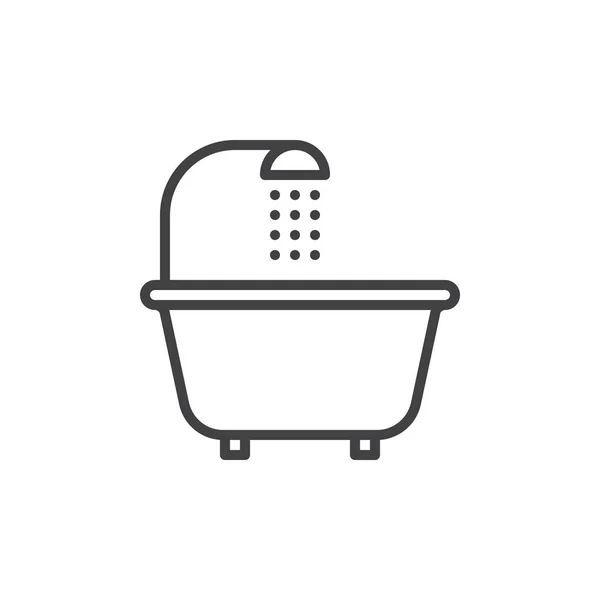 Icono Línea Bañera Ducha Signo Vector Contorno Pictograma Estilo Lineal — Archivo Imágenes Vectoriales