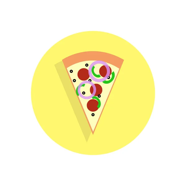 Пицца Плоская Икона Круглая Красочная Кнопка Круговой Векторный Знак Иллюстрация — стоковый вектор