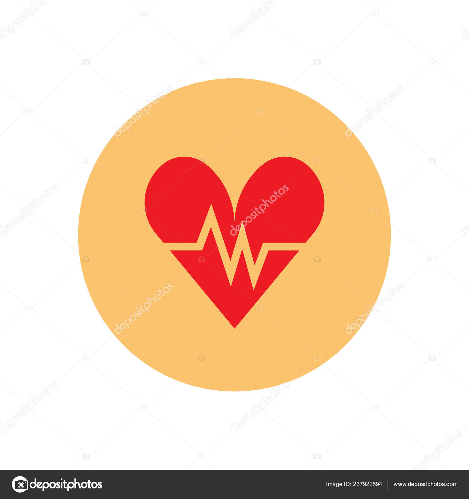 Heartbeat Flat Icon Colorful Button Cardiology Circular Vector