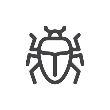 Bug satırı simgesi, vektör işareti, anahat üzerinde beyaz izole doğrusal stil piktogram. Sembol, logo illüstrasyon. Kalın çizgili tema. Piksel mükemmel grafikler