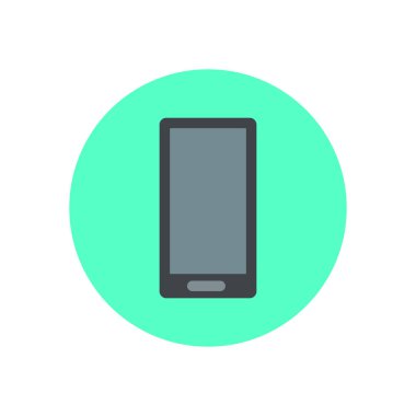 Smartphone düz simgesi. Yuvarlak renkli düğme, dairesel vektör işaret, logo illüstrasyon. Düz stil tasarım