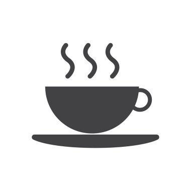 Sıcak içecek Kupası simgesi, dolu düz işareti, katı glif piktogram, Cafe vektör çizim