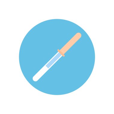 Damlalık düz simgesi. Renkli düğme dairesel vektör işaret, logo illüstrasyon pipet. Düz stil tasarım