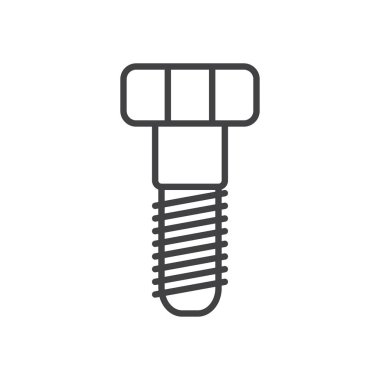 Cıvata, vida satırı simgesi, Anahat vektör işareti üzerinde beyaz izole doğrusal stil piktogram. Sembol, logo illüstrasyon. Düzenlenebilir inme. Piksel mükemmel grafikler