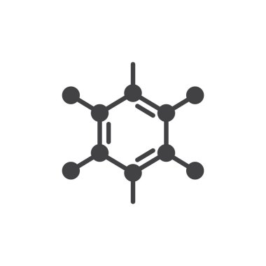 Organik molekül simge vektör, düz işareti, üzerinde beyaz izole katı piktogram dolu. Polisiklik bileşik sembolü, logo illüstrasyon. Piksel mükemmel grafikler