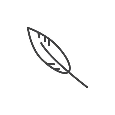 Tüy satırı simgesi, vektör işareti, anahat üzerinde beyaz izole doğrusal stil piktogram. Sembol, logo illüstrasyon yazmak. Düzenlenebilir kontur