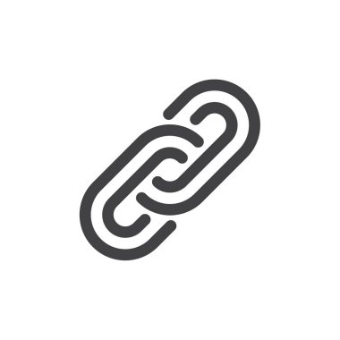 Bağlantı satırı simgesi, vektör işareti, anahat üzerinde beyaz izole doğrusal stil piktogram. Zincir simgesi, logo illüstrasyon. Kalın çizgili tema. Piksel mükemmel grafikler