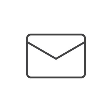 Zarf, ileti satır simgesi, Anahat vektör işareti üzerinde beyaz izole doğrusal stil piktogram. E-posta simgesi, logo illüstrasyon. Düzenlenebilir inme. Piksel mükemmel grafikler