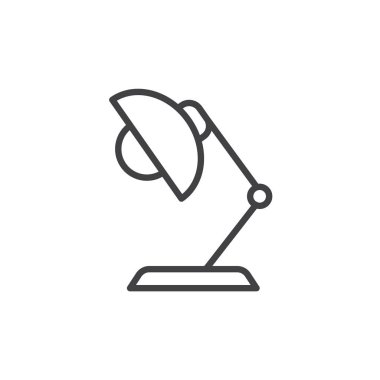 Resepsiyon lambası satırı simgesi, Anahat vektör işareti üzerinde beyaz izole doğrusal stil piktogram. Sembol, logo illüstrasyon. Düzenlenebilir inme. Piksel mükemmel grafikler