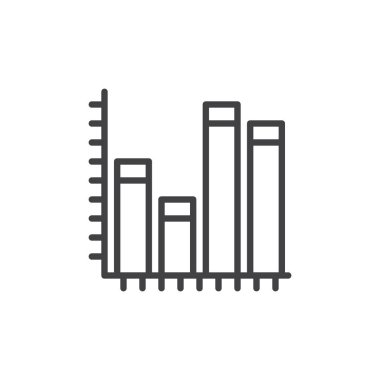 Grafik, grafik hat simgesini, Anahat vektör işareti üzerinde beyaz izole doğrusal stil piktogram. İstatistik sembolü, logo illüstrasyon. Düzenlenebilir inme. Piksel mükemmel grafikler