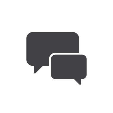 Sohbet, forum simge vektör, düz işareti, üzerinde beyaz izole katı piktogram dolu. Konuşma kabarcıklar sembolü, logo illüstrasyon. Piksel mükemmel grafikler