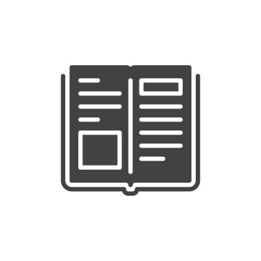 Kitap simge vektör, dolu düz işareti, üzerinde beyaz izole katı piktogram. Kütüphane sembolünü, logo illüstrasyon. Piksel mükemmel grafikler