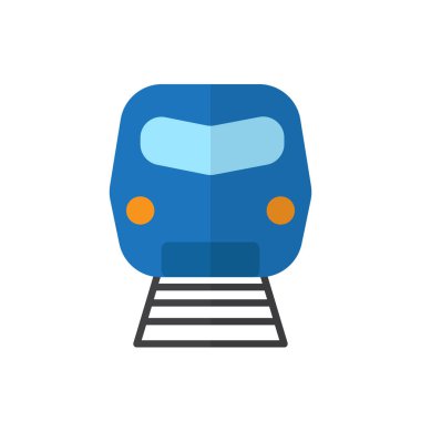 Tren Yassı simgesi, dolgulu vektör işareti, renkli sembol üzerinde beyaz izole. Demiryolu sembolü, logo illüstrasyon. Düz stil tasarım