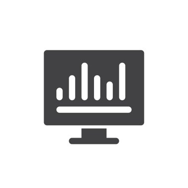 Analitik grafik simgesi bar vektör, dolu düz işareti, üzerinde beyaz izole katı piktogram. Sembol, logo illüstrasyon. Piksel mükemmel