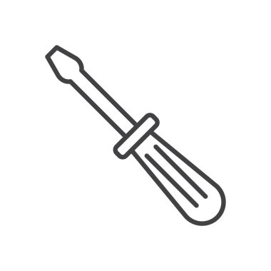 Tornavida satırı simgesi, Anahat vektör işareti üzerinde beyaz izole doğrusal stil piktogram. Sembol, logo illüstrasyon. Düzenlenebilir inme. Piksel mükemmel grafikler