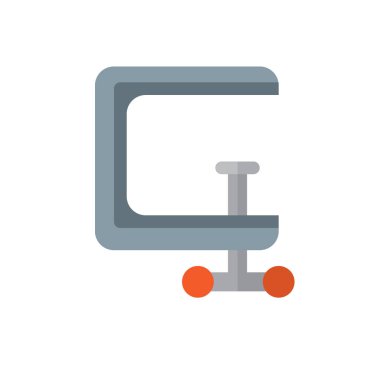 C kelepçe düz simgesi, dolgulu vektör işareti, renkli sembol üzerinde beyaz izole. Sembol, logo illüstrasyon sıkıştırın. Düz stil tasarım