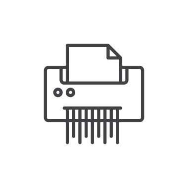 Kağıt belgeleri parçalayıcı satırı simgesi, vektör işareti, anahat üzerinde beyaz izole doğrusal stil piktogram. Sembol, logo illüstrasyon. Düzenlenebilir inme. Piksel mükemmel grafikler