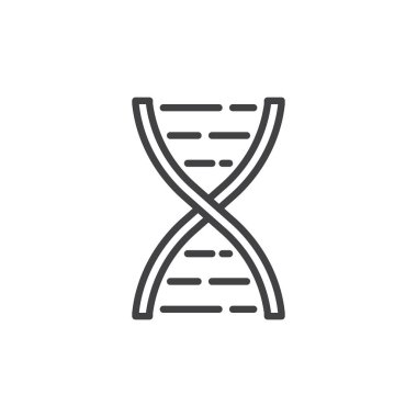 DNA molekülü satırı simgesi, Anahat vektör işareti üzerinde beyaz izole doğrusal stil piktogram. Mikrobiyoloji sembolü, logo illüstrasyon. Düzenlenebilir inme. Piksel mükemmel grafikler