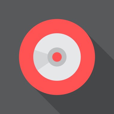 Dijital ses kompakt disk düz simgesi. Yuvarlak renkli düğme, Cd dairesel vektör işaret, logo illüstrasyon. Düz stil tasarım
