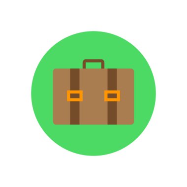 Evrak Çantası'nı düz simgesi. Yuvarlak renkli düğme, İş Portföy dairesel vektör işaret, logo illüstrasyon. Düz stil tasarım