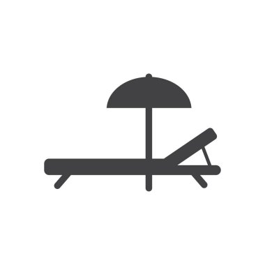 Plaj şezlong simgesi, dolu düz işareti, katı glif piktogram, vektör çizim