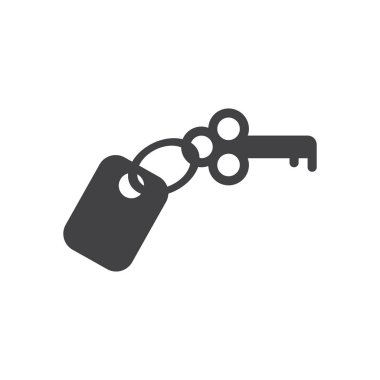 Otel Oda anahtar simgesi, dolu düz işareti, katı glif piktogram, vektör çizim