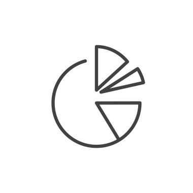 Pasta grafiği satırı simgesi, Anahat vektör işareti üzerinde beyaz izole doğrusal stil piktogram. Diyagram sembolü, logo illüstrasyon