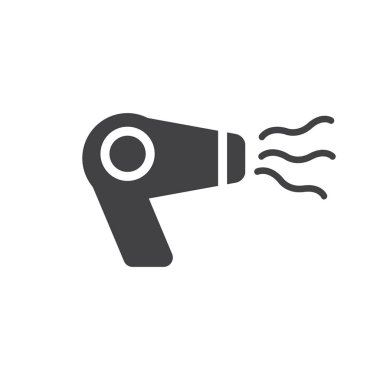 Saç kurutma makinesi simgesini, dolu düz işareti, katı glif piktogram, vektör çizim