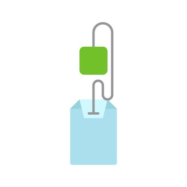 Çay poşeti düz kutsal kişilerin resmi, vektör işareti, renkli sembol üzerinde beyaz izole. Sembol, logo illüstrasyon. Düz stil tasarım