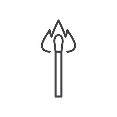 Maç satırı simgesi, yanan Anahat vektör işareti, üzerinde beyaz izole doğrusal stil piktogram. Sembol, logo illüstrasyon. Düzenlenebilir inme. Piksel mükemmel grafikler