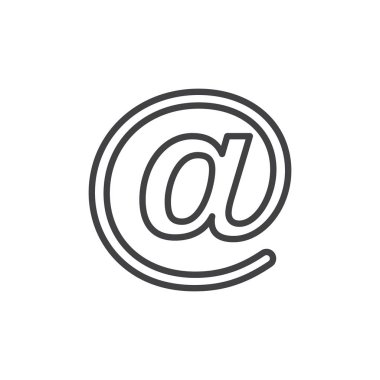 İşareti satırı simgesi Anahat vektör işareti, üzerinde beyaz izole doğrusal stil piktogram. E-posta simgesi, logo illüstrasyon. Düzenlenebilir inme. Piksel mükemmel grafikler