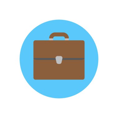 Çanta, evrak çantası'nı düz simgesi. Yuvarlak renkli düğme, Portföy dairesel vektör işaret, logo illüstrasyon. Düz stil tasarım