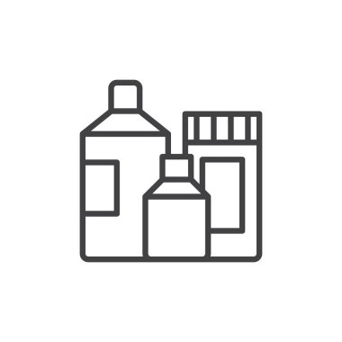 Deterjan konteyner çizgi simgesi, Anahat vektör işareti, üzerinde beyaz izole doğrusal stil piktogram. Sembol, logo illüstrasyon. Düzenlenebilir inme. Piksel mükemmel grafikler