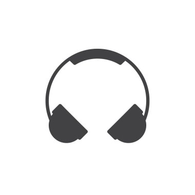 Kulaklık simge vektör, düz işareti, üzerinde beyaz izole katı piktogram dolu. Sembol, logo illüstrasyon. Piksel mükemmel grafikler