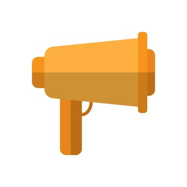 Trompet düz simgesi olarak, vektör işareti, üzerinde beyaz izole renkli sembol dolu. megafon sembolü, logo illüstrasyon. Düz stil tasarım