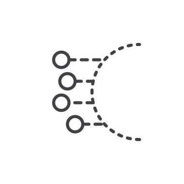 Düğümleri satır simgesi, Anahat vektör işareti, üzerinde beyaz izole doğrusal stil piktogram. Sembol, logo illüstrasyon