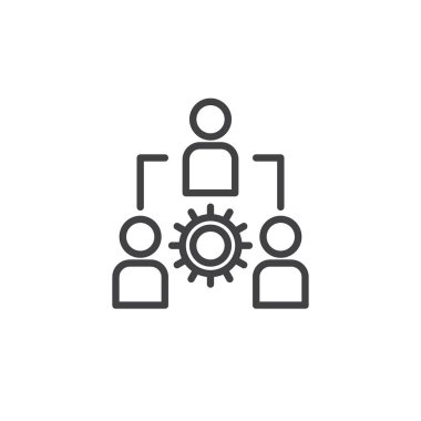 Yönetim satırı simgesi, Anahat vektör işareti üzerinde beyaz izole doğrusal stil piktogram. Sembol, logo illüstrasyon